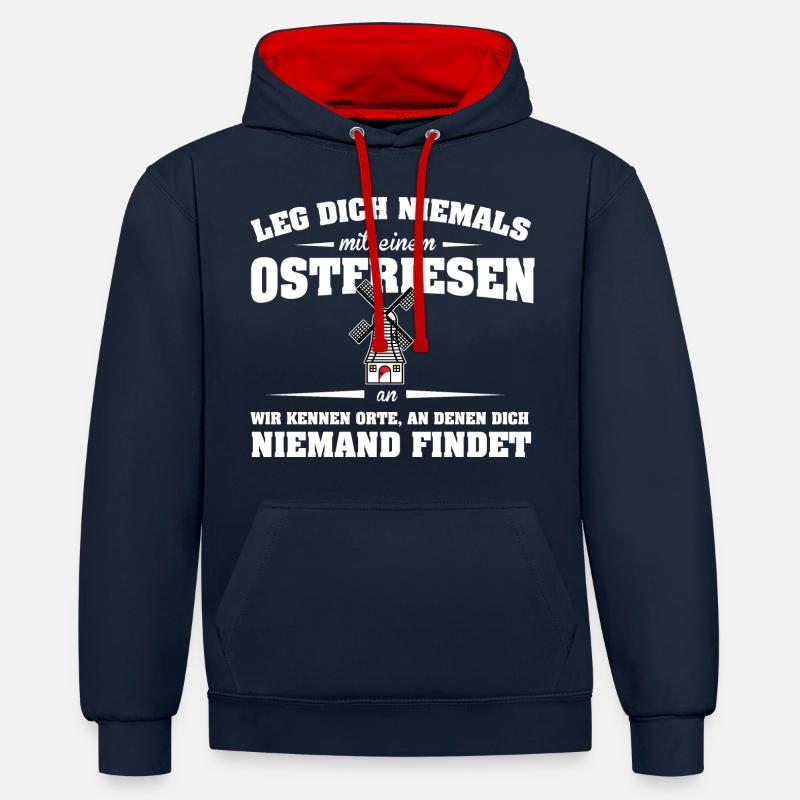 LDN Ostfriesen - Kontrast-Hoodie - Navy/Rot