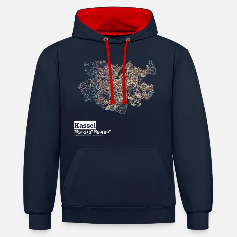 Kassel Basic Pastels - Contrast hoodie - navy/red