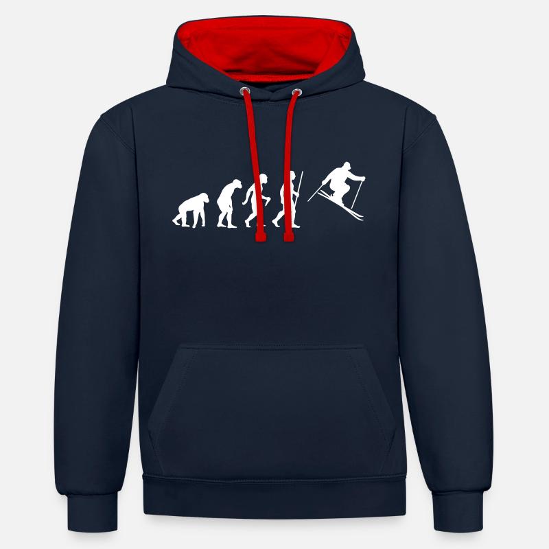 Ski Evolution - Kontrast-Hoodie - Navy/Rot