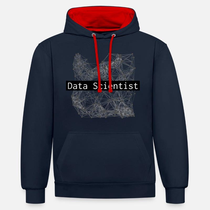 Data Scientist - Kontrast-Hoodie - Navy/Rot