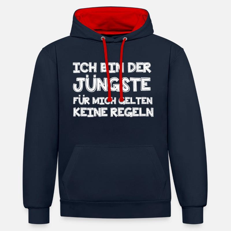 Ich bin der Jüngste - Kontrast-Hoodie - Navy/Rot