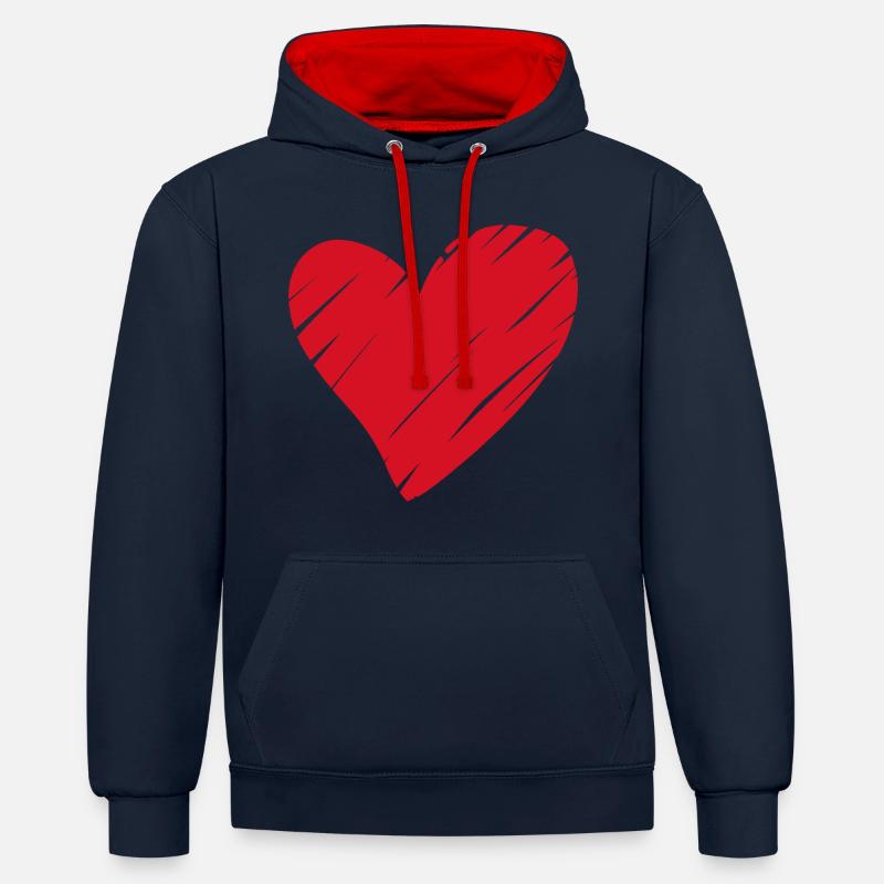Cuore - Felpa con cappuccio in contrasto cromatico - navy/rosso