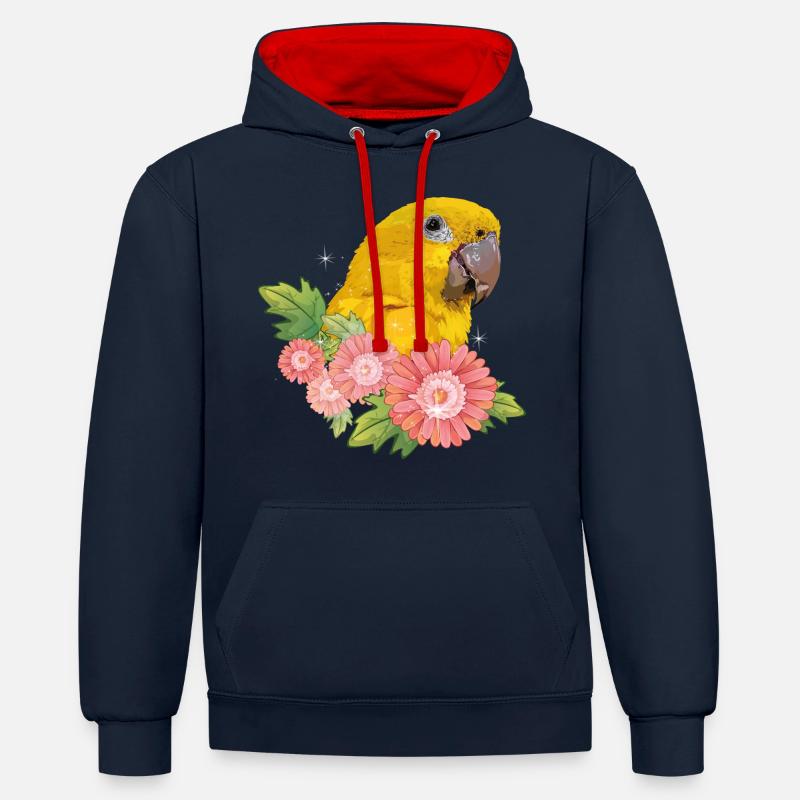Guaruba Guarouba - Sweat à capuche contrasté - bleu marine/rouge