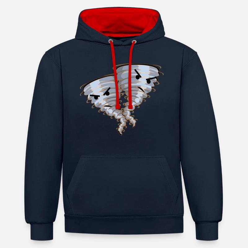 tornade - Sweat à capuche contrasté - bleu marine/rouge
