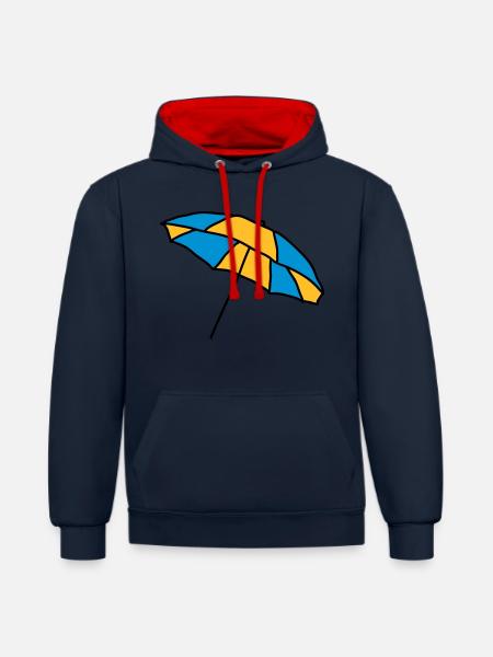 Sonnenschirm - Kontrast-Hoodie - Navy/Rot