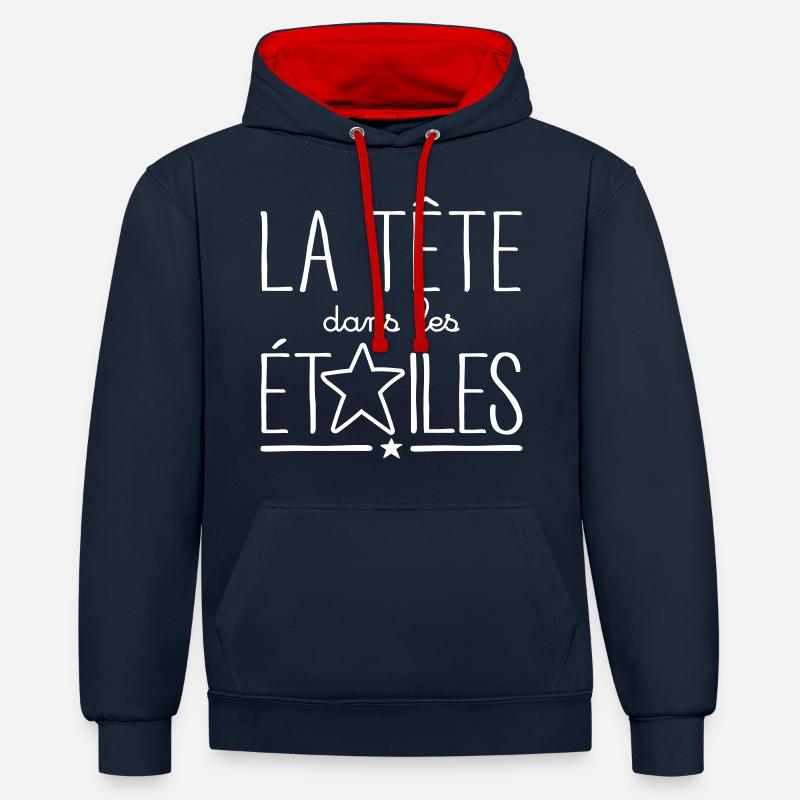 La Tête Dans Les Étoiles - Sweat à capuche contrasté - bleu marine/rouge