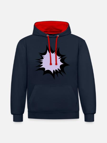 Comic speech bubble explosion - Contrast hoodie - navy/red