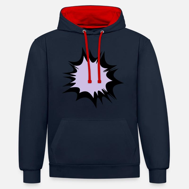 Speech comic bulle explosion - Sweat à capuche contrasté - bleu marine/rouge