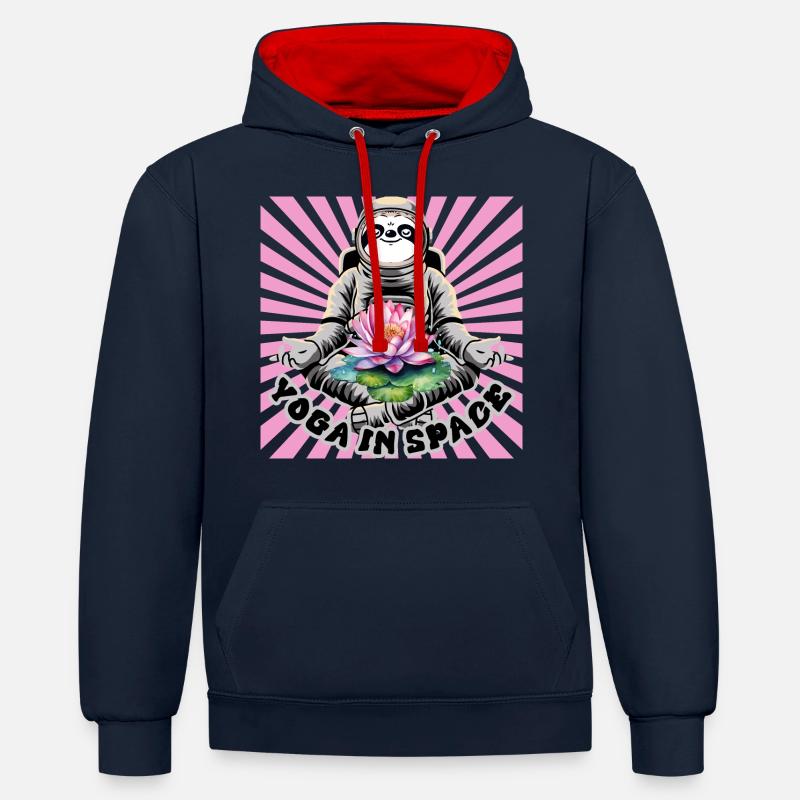 Yoga dans l’espace - Sweat à capuche contrasté - bleu marine/rouge