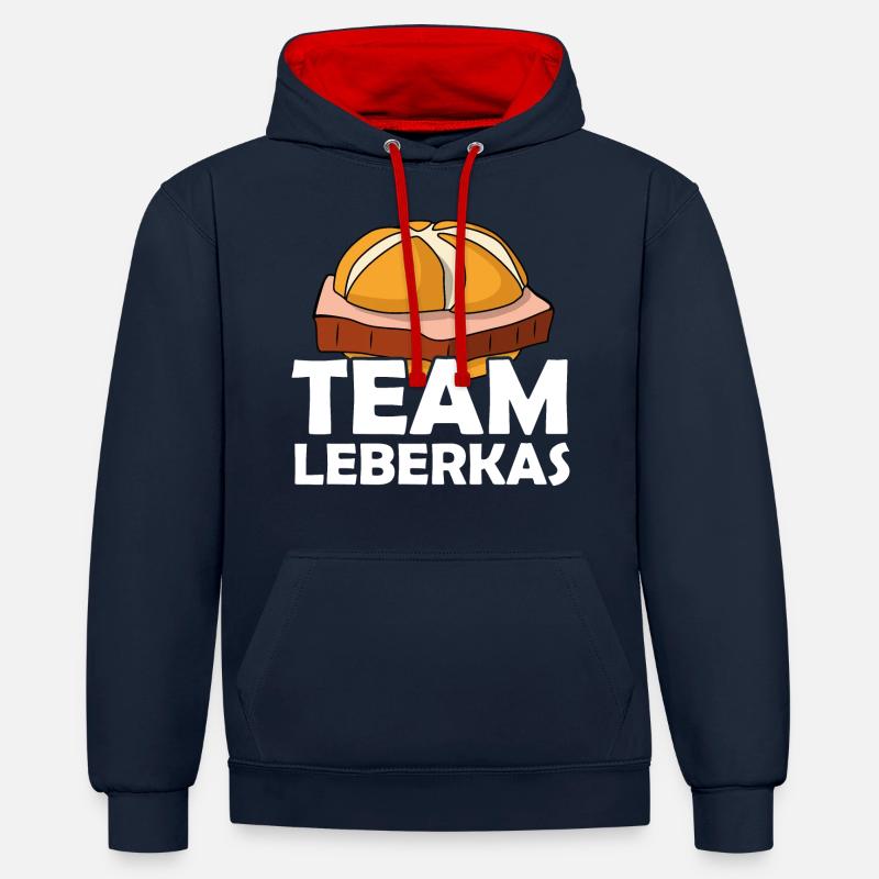 Team Leberkas Fleischkäse Spruch - Kontrast-Hoodie - Navy/Rot