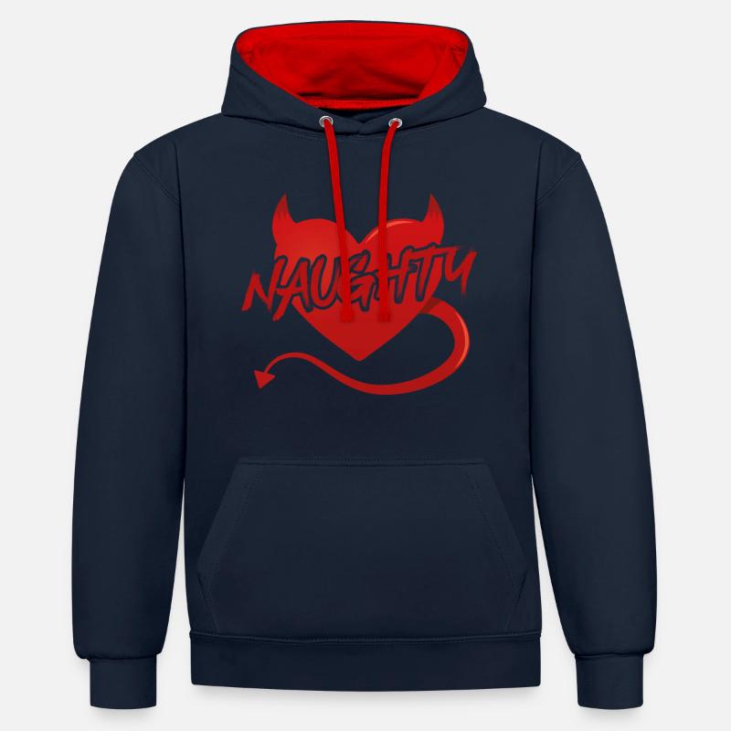 Devil Heart Coquin - Sweat à capuche contrasté - bleu marine/rouge