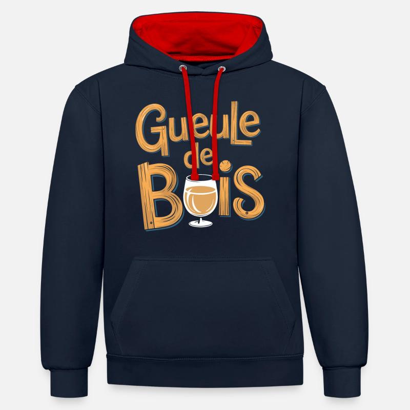 Gueule de bois - Sweat à capuche contrasté - bleu marine/rouge