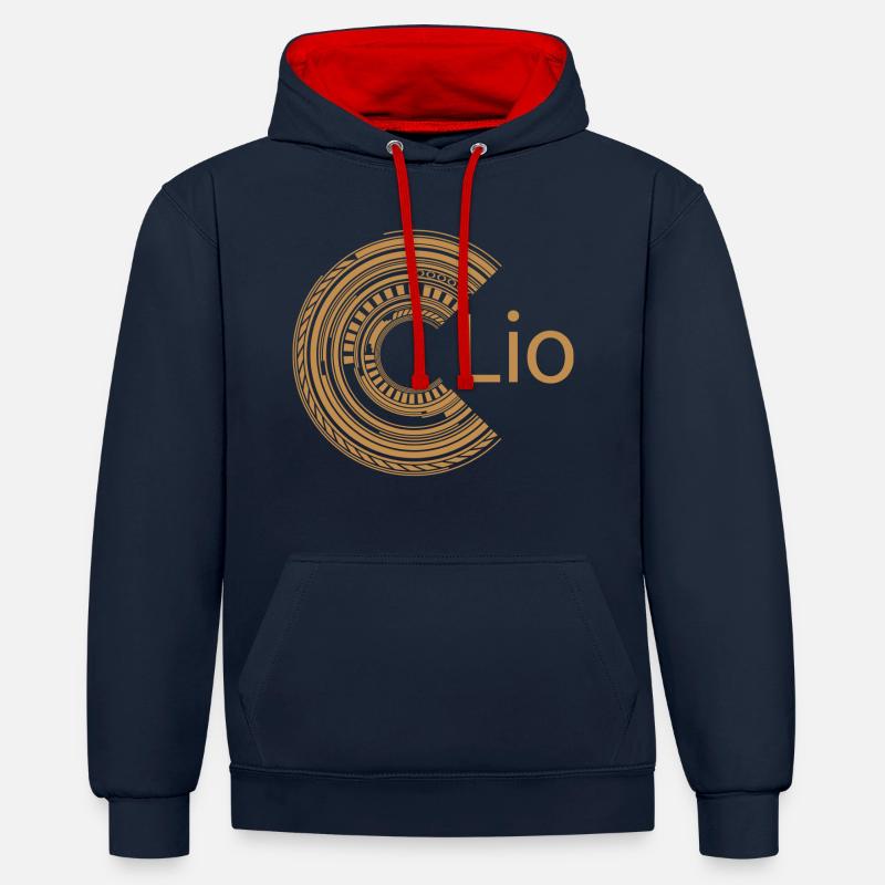 Pour Lio - Sweat à capuche contrasté - bleu marine/rouge