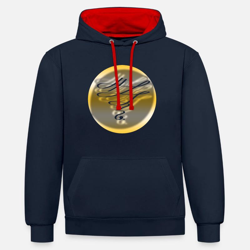 Ornement doré - Sweat à capuche contrasté - bleu marine/rouge