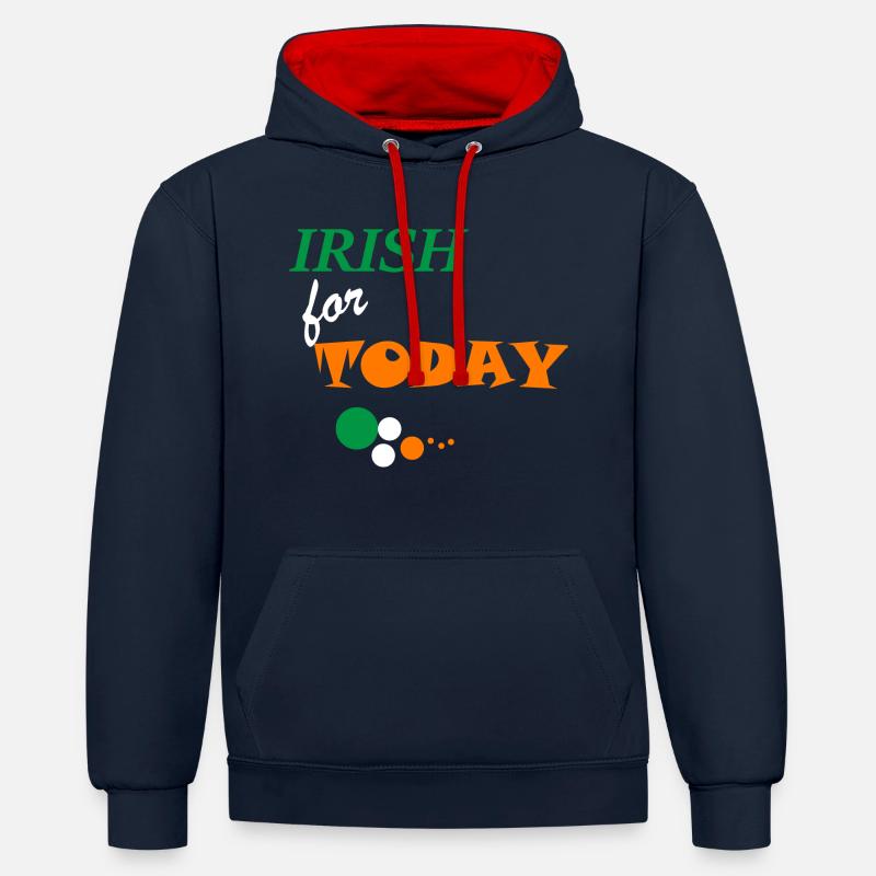 Saint-Patrick 2026, Saint-Patrick 2026 - Sweat à capuche contrasté - bleu marine/rouge