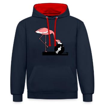 fête de la musique célébrer club disco raccrocher v - Sweat à capuche contrasté - bleu marine/rouge - Devant - Anna (173cm) & Nico (186cm)