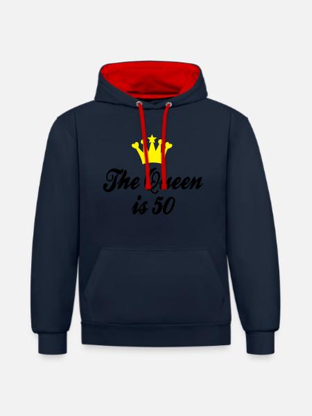 50th birthday - Contrast hoodie - navy/red