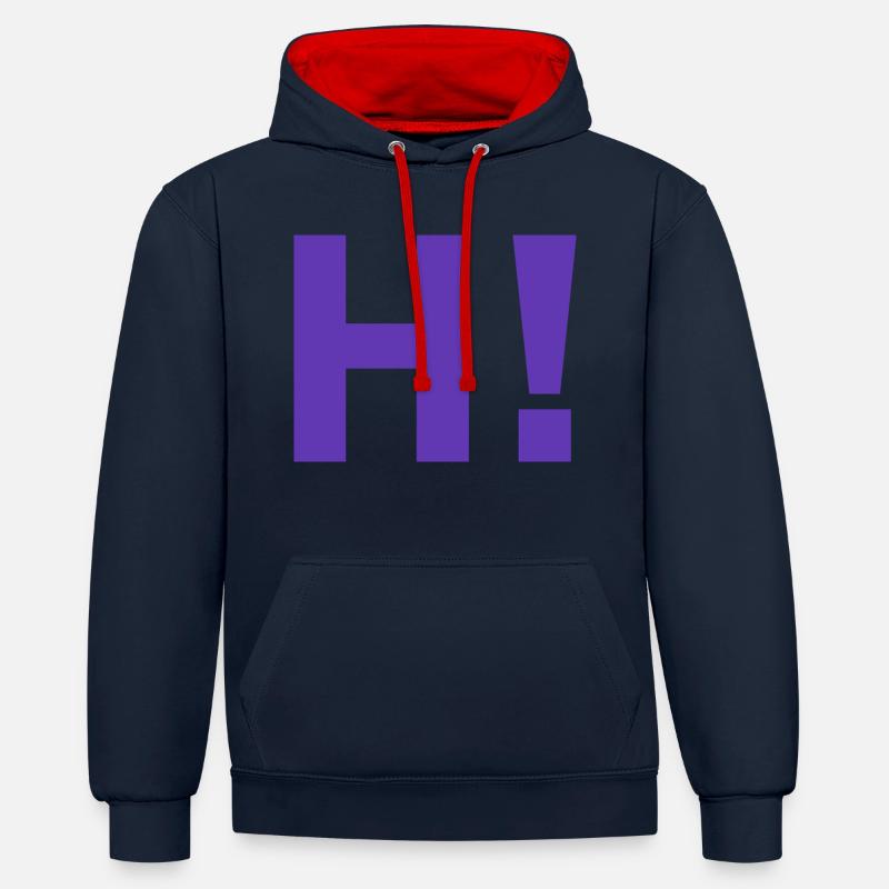 H point d'exclamation - Sweat à capuche contrasté - bleu marine/rouge