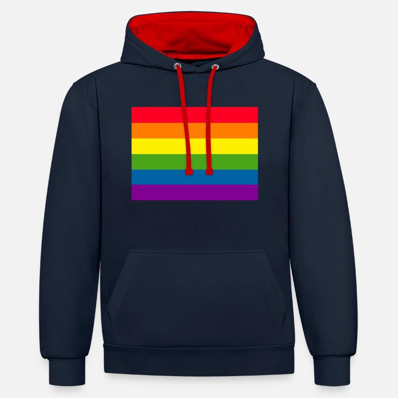 Drapeau de la gay pride - Sweat à capuche contrasté - bleu marine/rouge