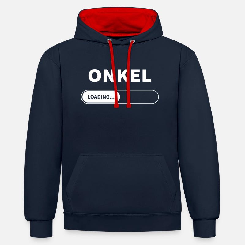 Onkel loading - Angehender Onkel - Kontrast-Hoodie - Navy/Rot