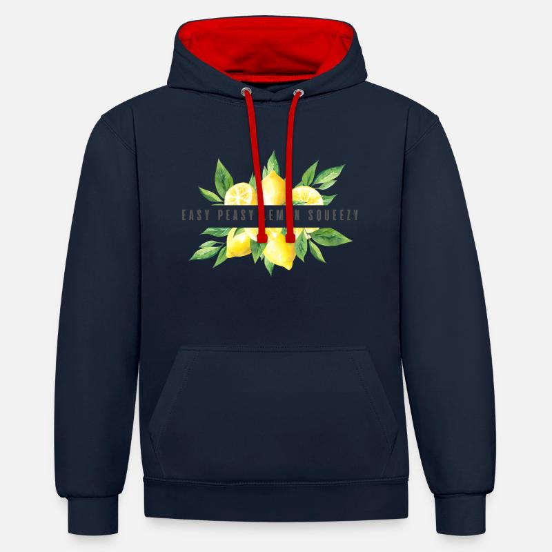 Easy Peasy Lemon Squeezy - Sweat à capuche contrasté - bleu marine/rouge