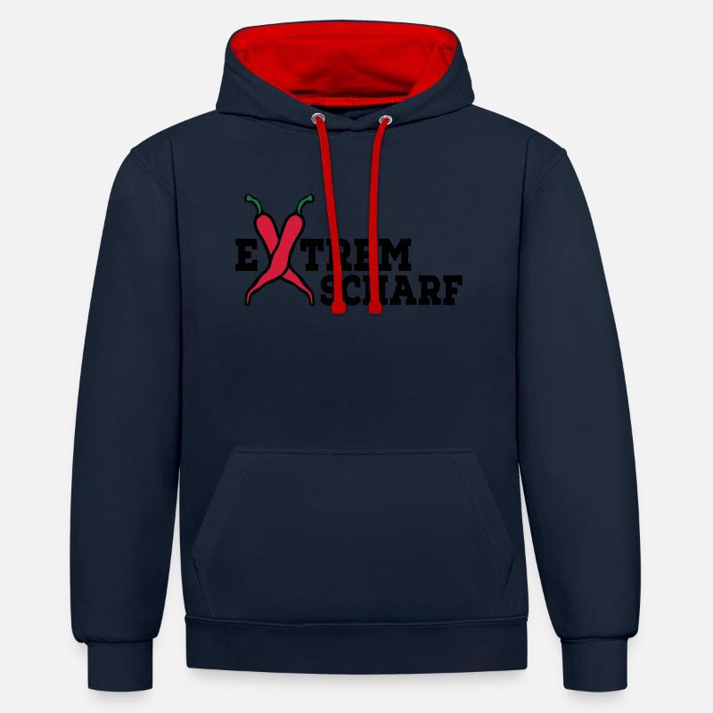 extrem scharf - Kontrast-Hoodie - Navy/Rot