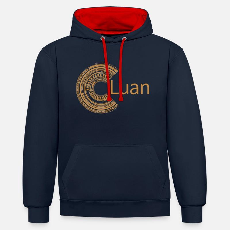 Pour Luan - Sweat à capuche contrasté - bleu marine/rouge
