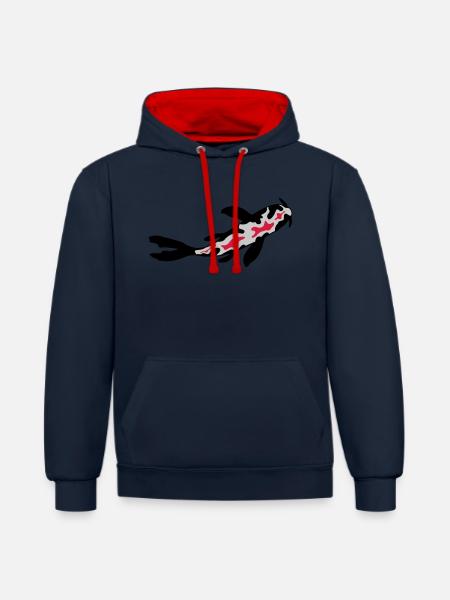 Koi Fish Nishikigoi Design - Contrast hoodie - navy/red
