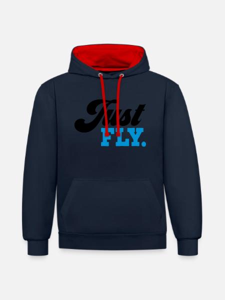 fliegen - Kontrast-Hoodie - Navy/Rot