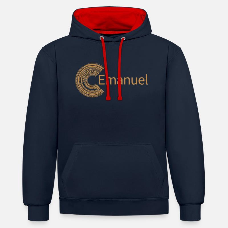 Pour Emanuel - Sweat à capuche contrasté - bleu marine/rouge