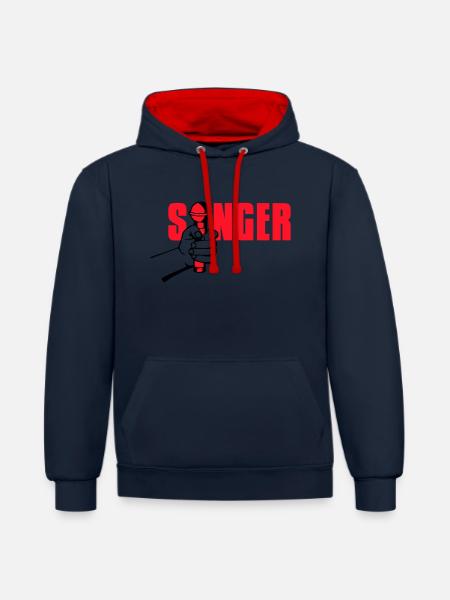 singer - Kontrast-Hoodie - Navy/Rot