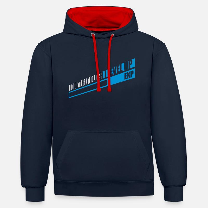 get older level up - Kontrast-Hoodie - Navy/Rot