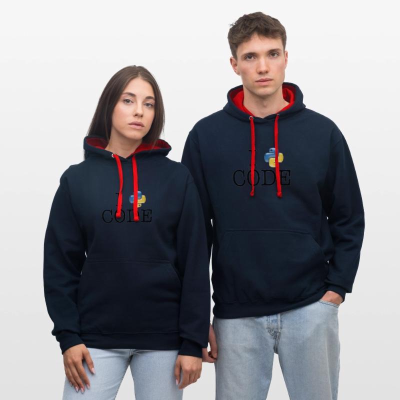 I love code - Python Contrast hoodie