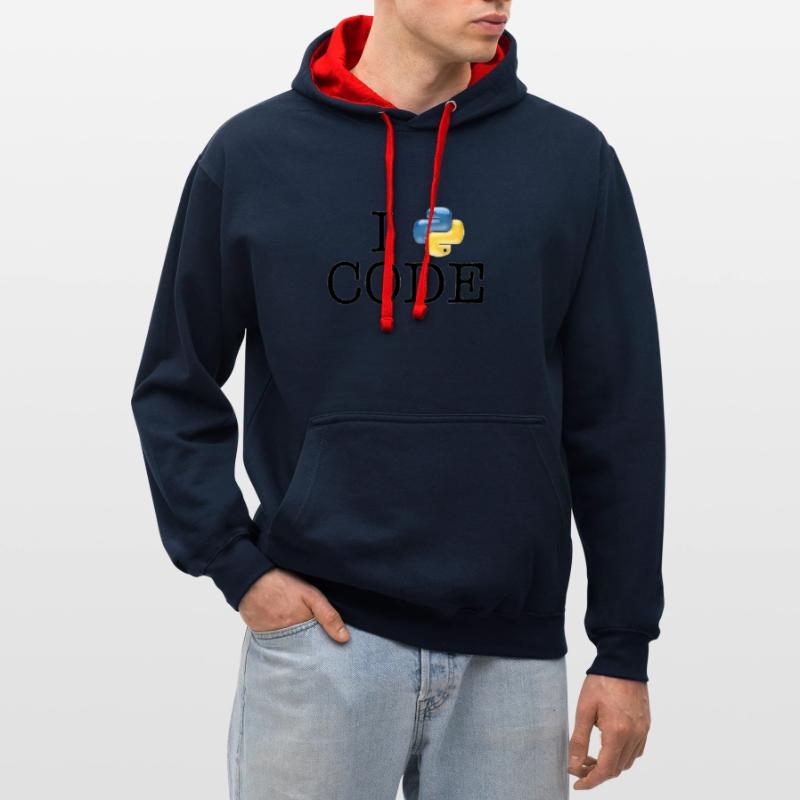 I love code - Python Contrast hoodie