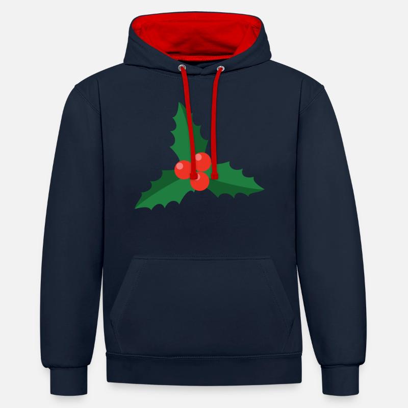 Branche du gui - Sweat à capuche contrasté - bleu marine/rouge