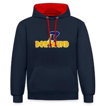 Anti Dortmund - Kontrast-Hoodie - Navy/Rot - Vorne - Anna (173cm) & Nico (186cm)