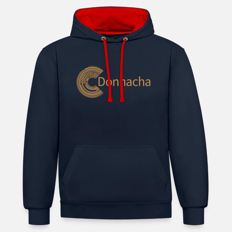 Pour Donnacha - Sweat à capuche contrasté - bleu marine/rouge