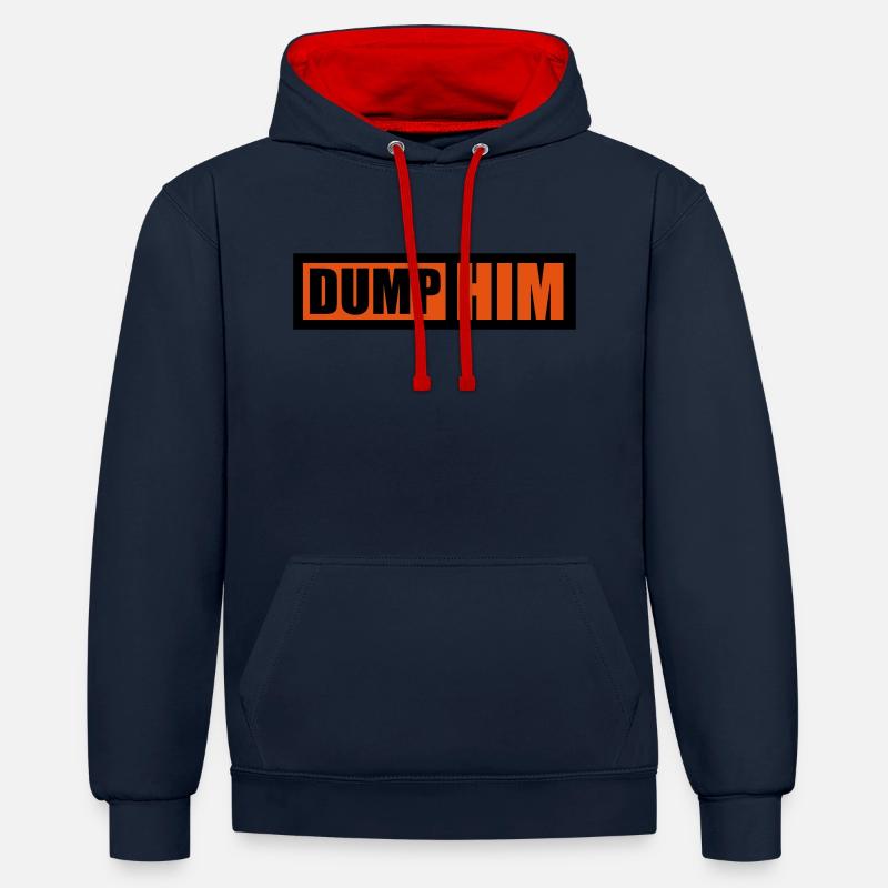 Dump Him Quote Logo - Sweat à capuche contrasté - bleu marine/rouge