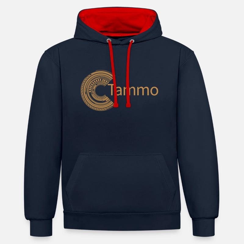 Pour Tammo - Sweat à capuche contrasté - bleu marine/rouge