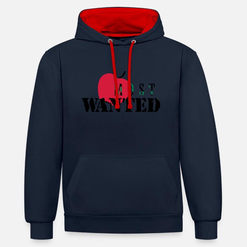appel most wanted_Vec_3 fr - Sweat à capuche contrasté - bleu marine/rouge