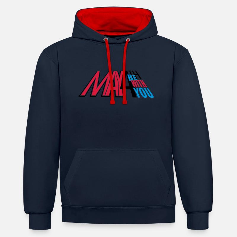 may4th_vec_3 fr - Sweat à capuche contrasté - bleu marine/rouge