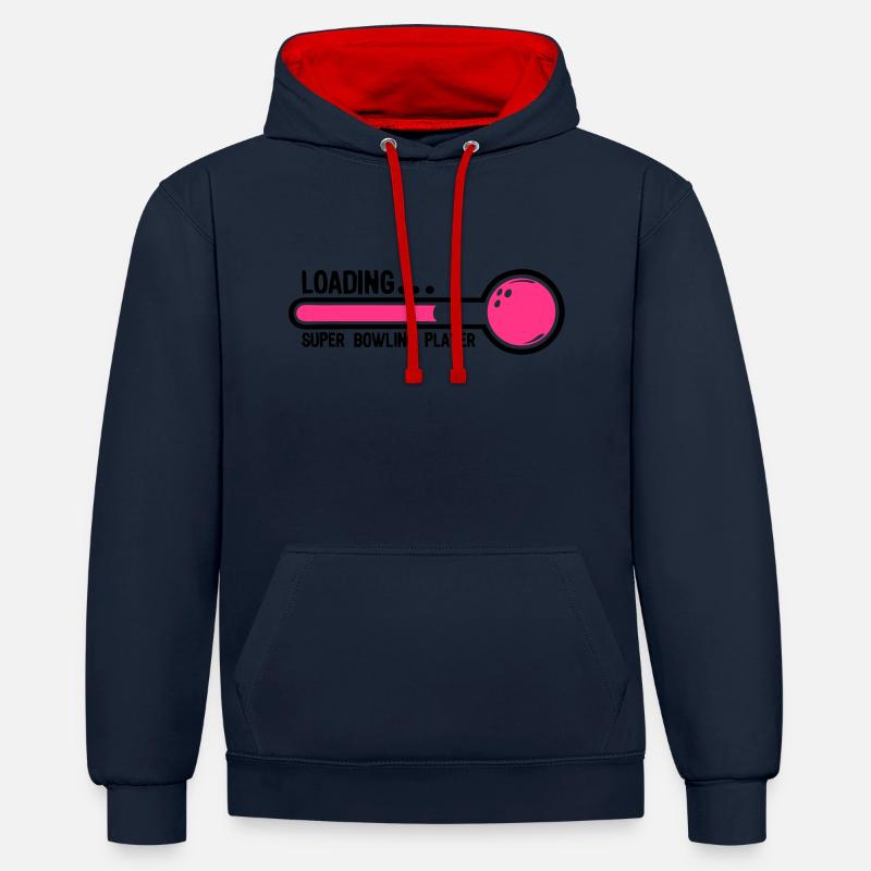 bowling boule loading super player1 - Sweat à capuche contrasté - bleu marine/rouge