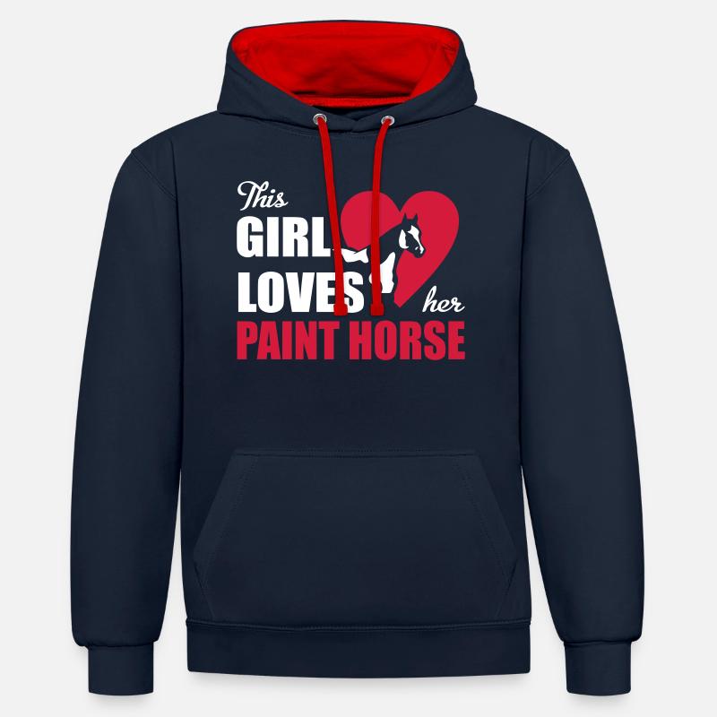 Cheval de peinture - Sweat à capuche contrasté - bleu marine/rouge