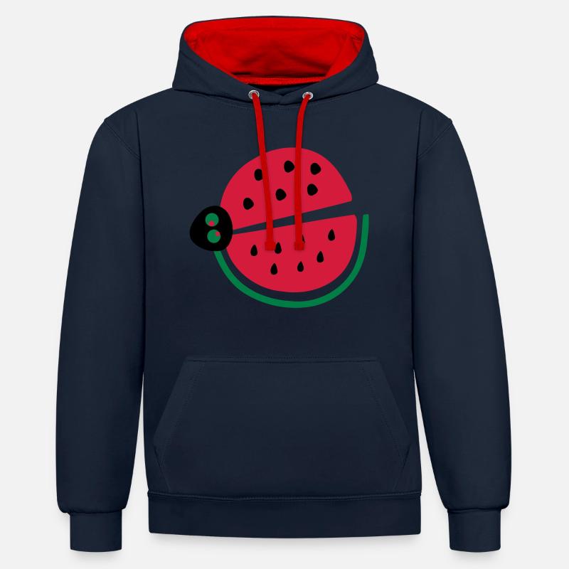 pastèque coccinelle - Sweat à capuche contrasté - bleu marine/rouge