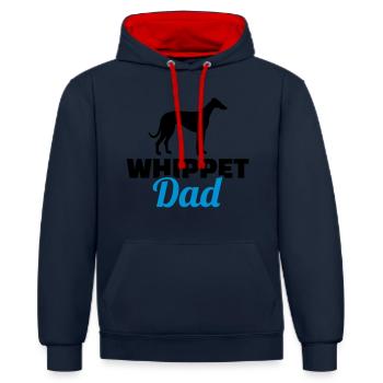 Whippet - Kontrast-Hoodie - Navy/Rot - Vorne - Anna (173cm) & Nico (186cm)