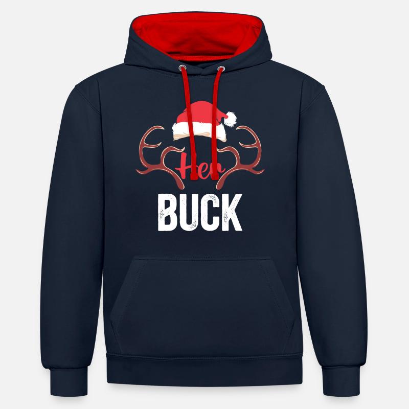 Cadeaux de Noël Noël - Sweat à capuche contrasté - bleu marine/rouge