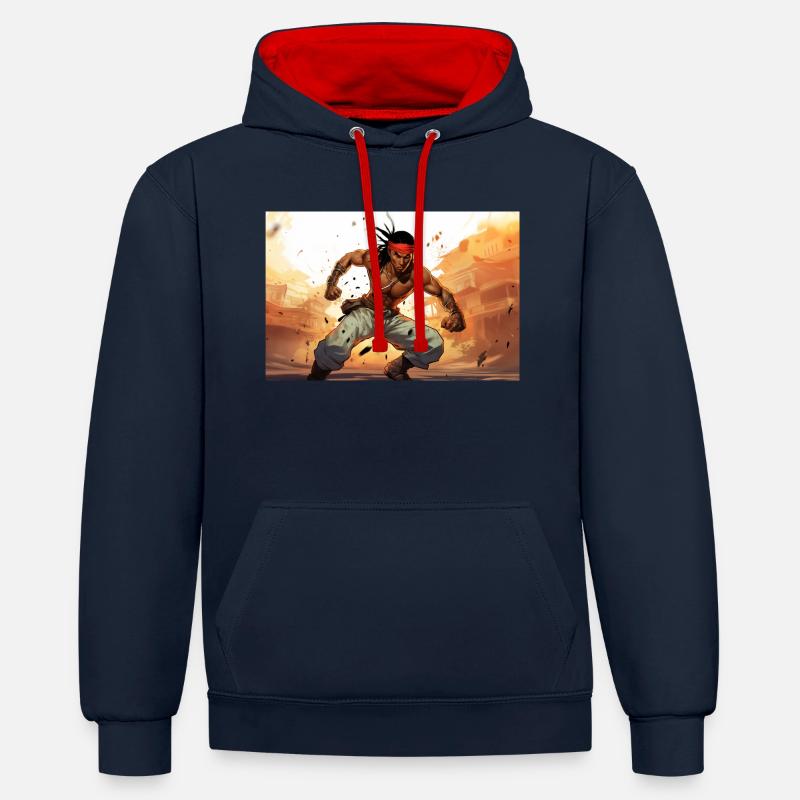 Kenuah Attack - Sweat à capuche contrasté - bleu marine/rouge