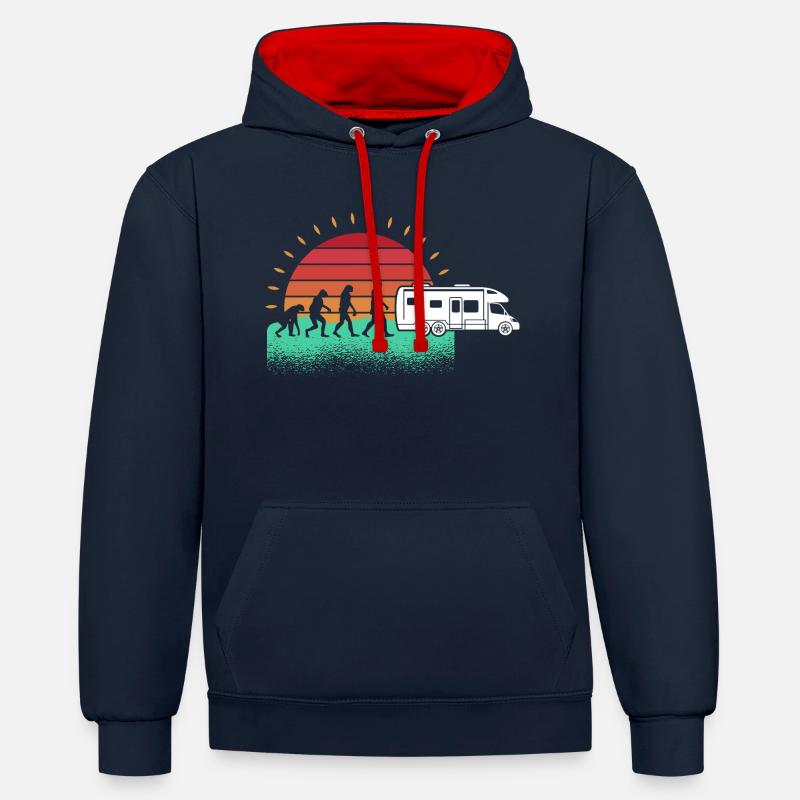 Camping-car camping-car Camping Evolution Camper - Sweat à capuche contrasté - bleu marine/rouge