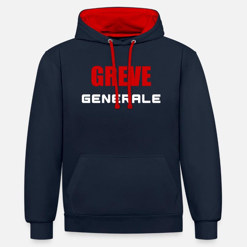 Greve général - Sweat à capuche contrasté - bleu marine/rouge