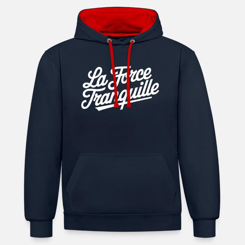 La force tranquille - Sweat à capuche contrasté - bleu marine/rouge
